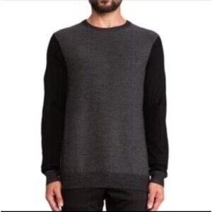 Vince Gray / Black Colorblock Wool Pullover Crewneck XL